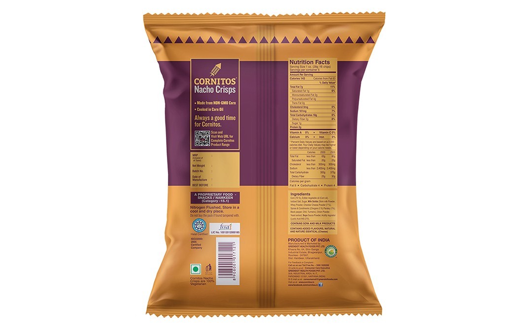 Cornitos Nacho Crisps Cheese And Herbs   Pack  150 grams